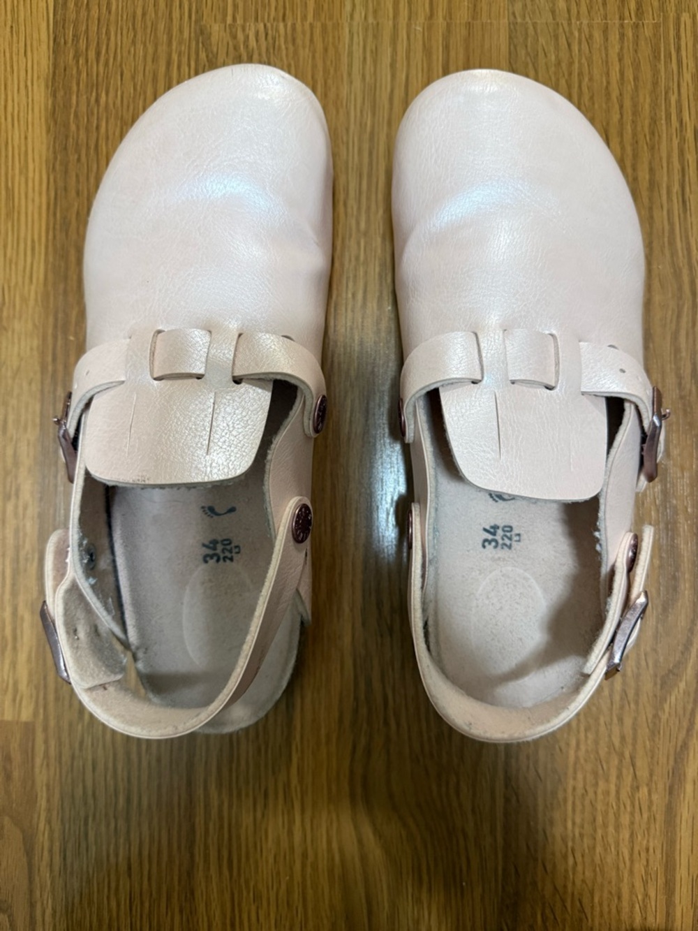 Birkenstock Kids Pale Pink Leather Mary Jane Clogs